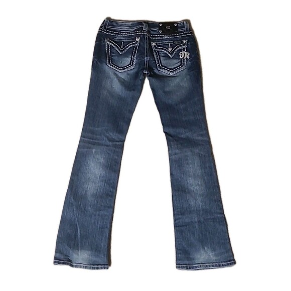 Miss Me Jeans Womens 27 Blue Boot Low Rise Thick Stitch Y2K Western Ranch Rodeo - Picture 3 of 15